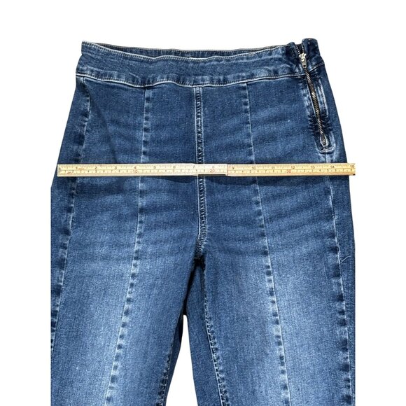 Forever 21 Womens High-Waisted Flared Blue Denim Jeans With Side Zipper - Picture 7 of 8